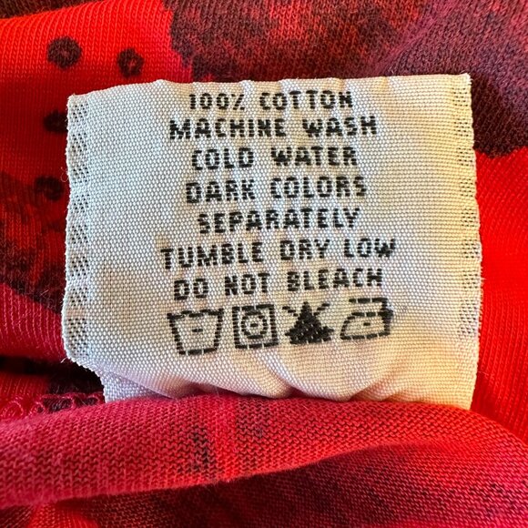 CMC Women Red Floral Print Round Neck 3/4 Sleeve Cotton Top Size L - Picture 6 of 6